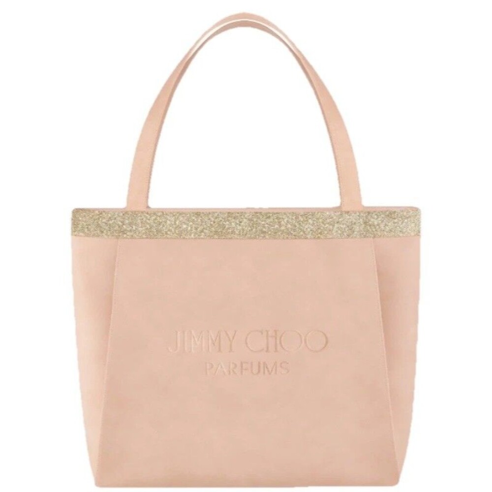 Jimmy Choo Tote Pastel Pink Large New (small Flaw) Gold Glitter Winged Tote